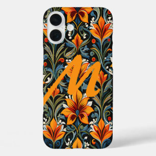 Personalized Letter over flower design iPhone 16 Plus Case