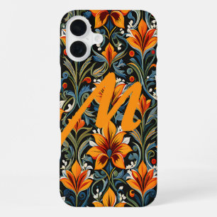 Personalized Letter over flower design iPhone 16 Plus Case
