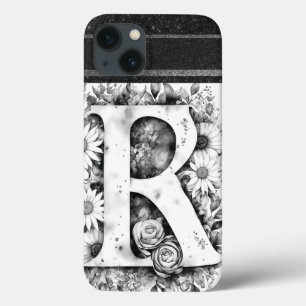 Personalized Letter R Elegant Floral Watercolor  iPhone 13 Case