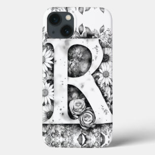 Personalized Letter R Elegant Floral Watercolor  iPhone 13 Case