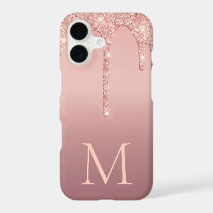 Personalized Letter Rose Gold Glitter iPhone Case