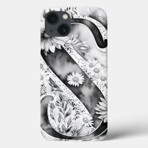 Personalized Letter S Elegant Floral Watercolor  iPhone 13 Case