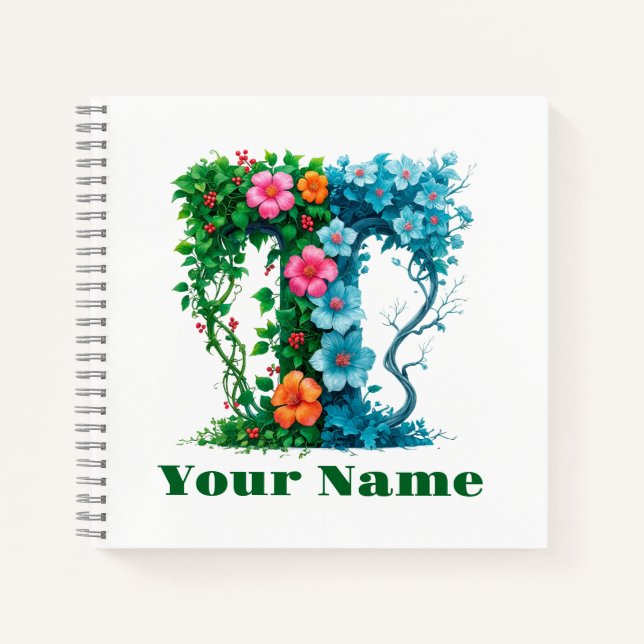 Personalized Letter T Notebook (Front)