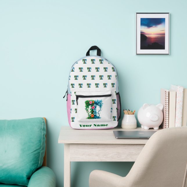 Personalized Letter T Printed Backpack (Insitu)