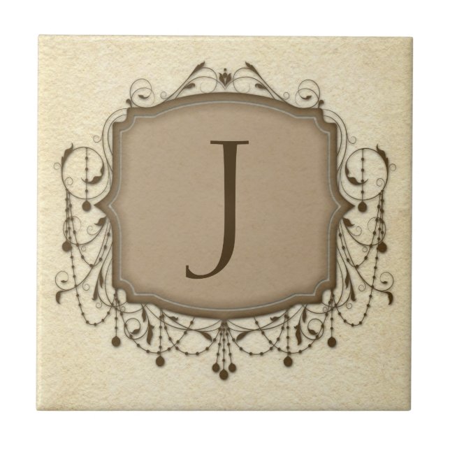 Personalized Letter Tiles, Decorative Chandelier J Tile (Front)