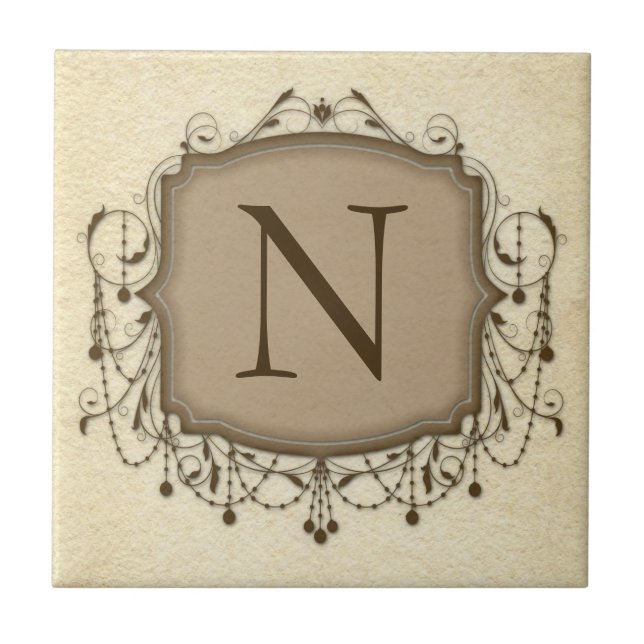 Personalized Letter Tiles, Decorative Chandelier N Tile (Front)