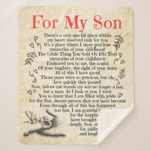 Personalized Letter To For My Son Sherpa Blanket