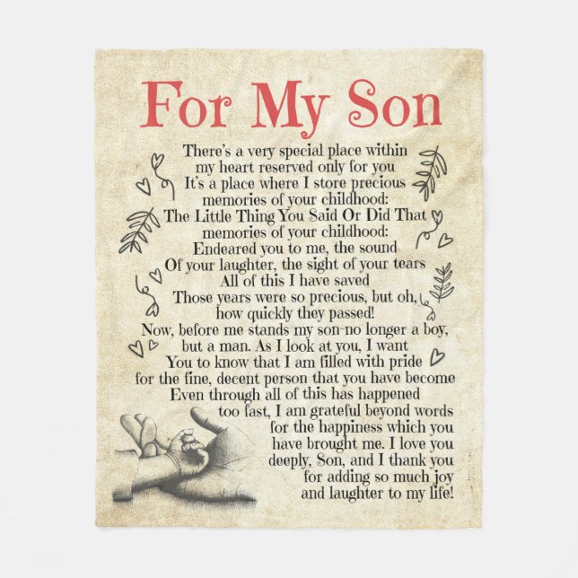 Personalized Letter To For My Son, Son Birthday Fleece Blanket (Front)