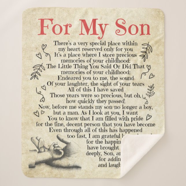 Personalized Letter To For My Son, Son Birthday Sherpa Blanket (Front)