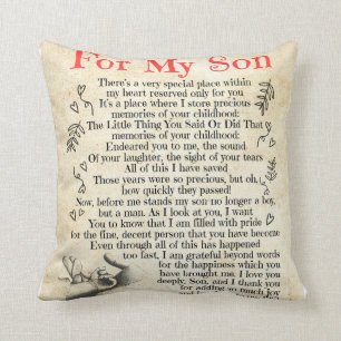 Personalized Letter To For My Son Throw Pillow