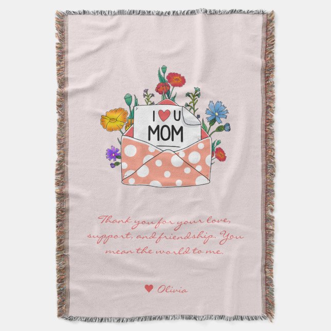 Personalized Letter to Mom Blanket Woven Throw (Front Vertical)