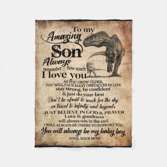 Personalized Letter To My Amazing Son Fleece Blanket (Front)