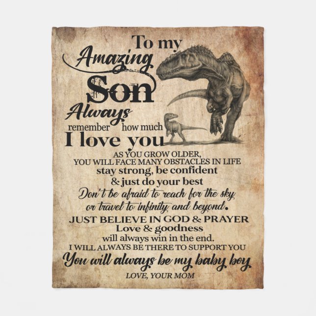 Personalized Letter To My Amazing Son Fleece Blanket (Front)
