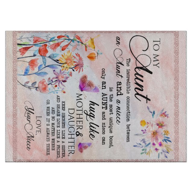 Personalized Letter To My Aunt Cutting Board (Front)