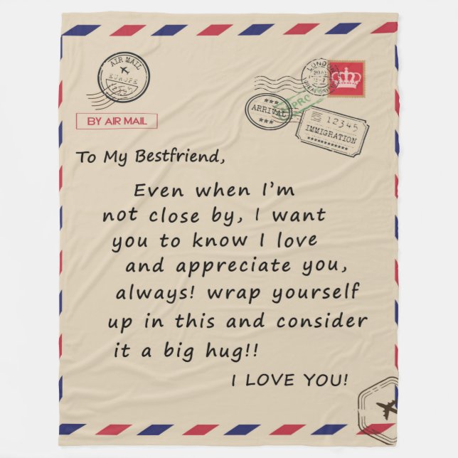 Personalized Letter To My Bestfriend, Fleece Blanket (Front)