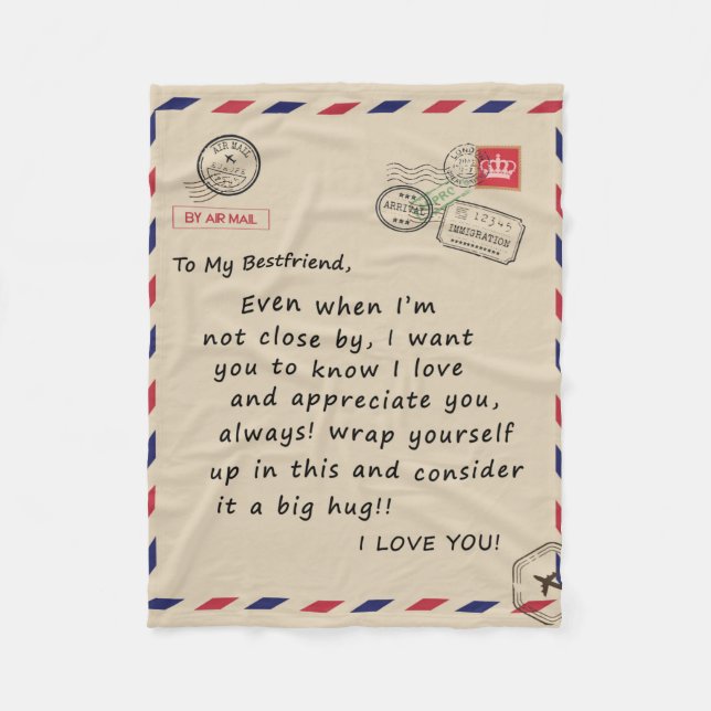Personalized Letter To My Bestfriend, Fleece Blanket (Front)