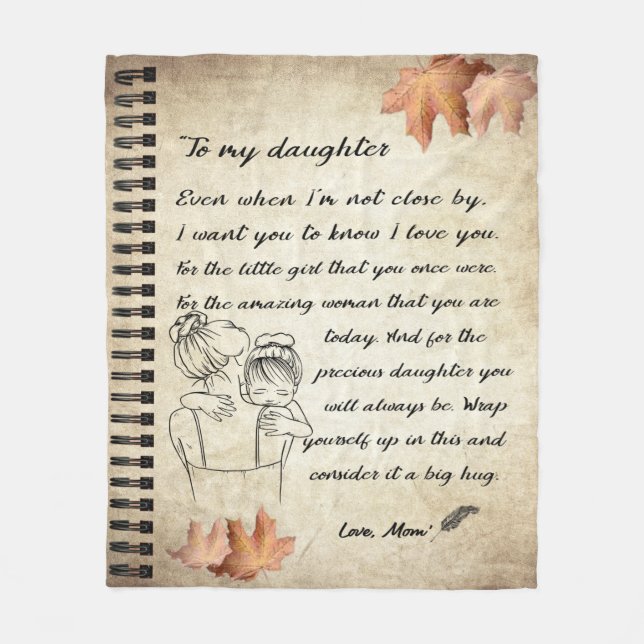 Personalized Letter To My Daughter From Mom Fleece Blanket (Front)