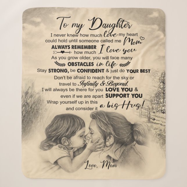 Personalized Letter To My Daughter From Mom Sherpa Blanket (Front)