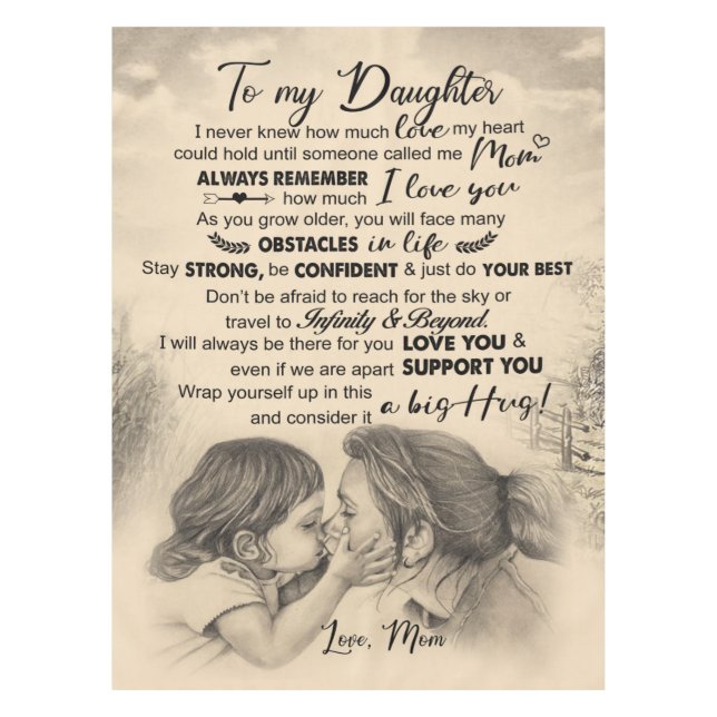 Personalized Letter To My Daughter From Mom Tablecloth (Front)