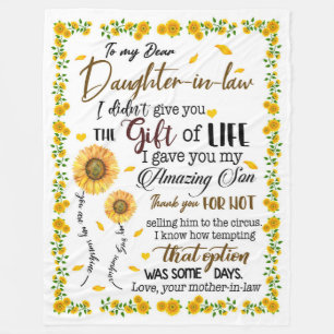 Personalized Letter To My Daughter In Law, Fleece Blanket