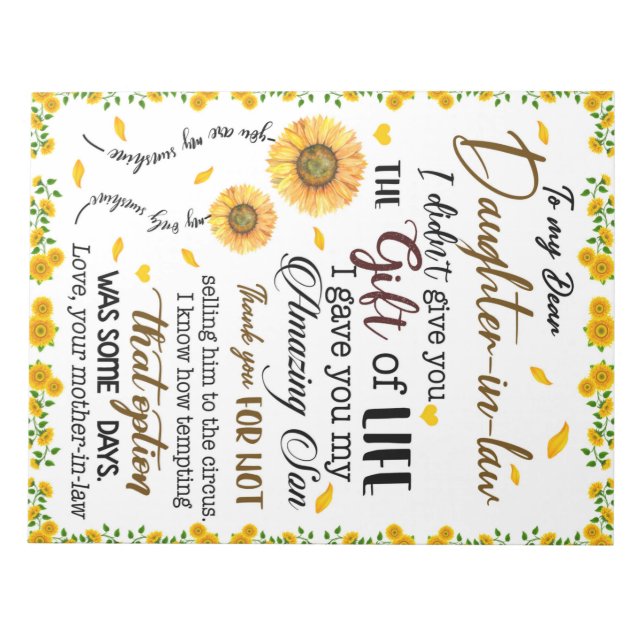 Personalized Letter To My Daughter In Law Notepad (Front)