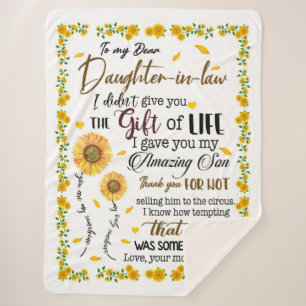 Personalized Letter To My Daughter In Law, Sherpa Blanket