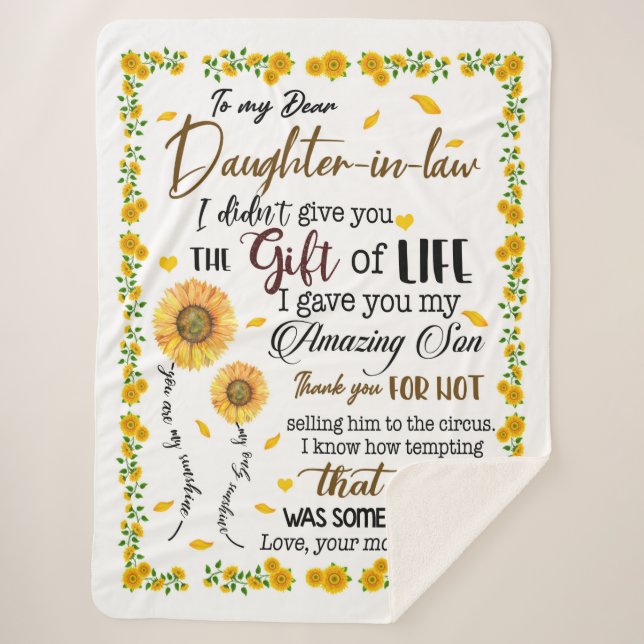 Personalized Letter To My Daughter In Law, Sherpa Blanket (Front)