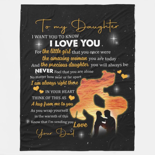Personalized Letter To My Daughter Love From Dad B Fleece Blanket (Front)