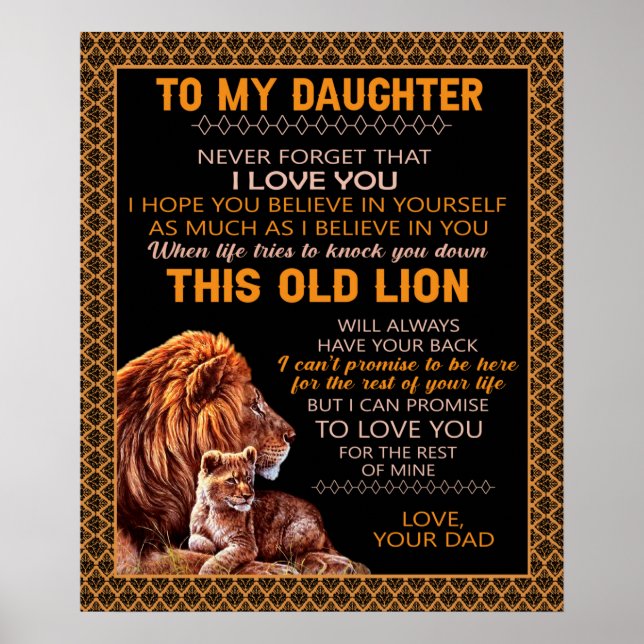 Personalized Letter To My Daughter Love From Dad B Poster (Front)