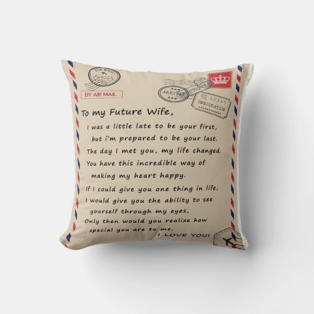 Personalized Letter To My Future Wife From Husband Throw Pillow (Front)