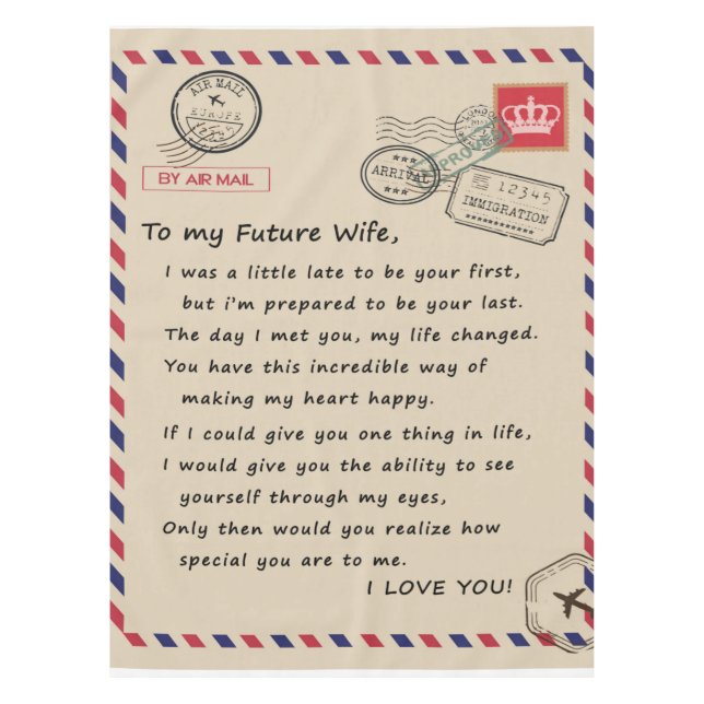 Personalized  Letter To My Future Wife Tablecloth (Front)