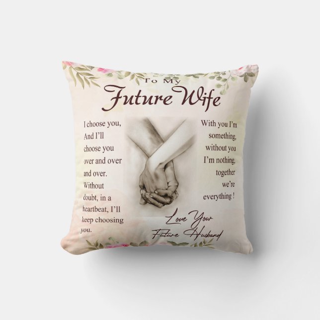 Personalized Letter To My Future Wife, Throw Pillow (Front)