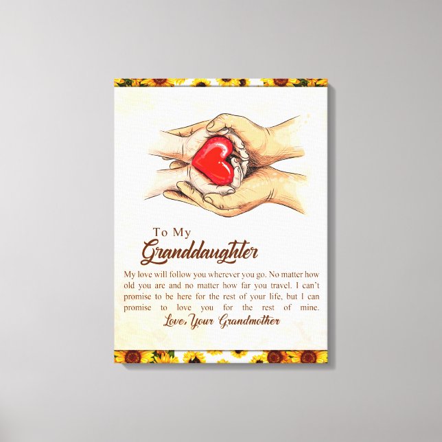 Personalized Letter To My Granddaughter, Canvas Print (Front)