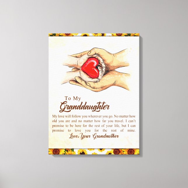 Personalized Letter To My Granddaughter, Canvas Print (Front)