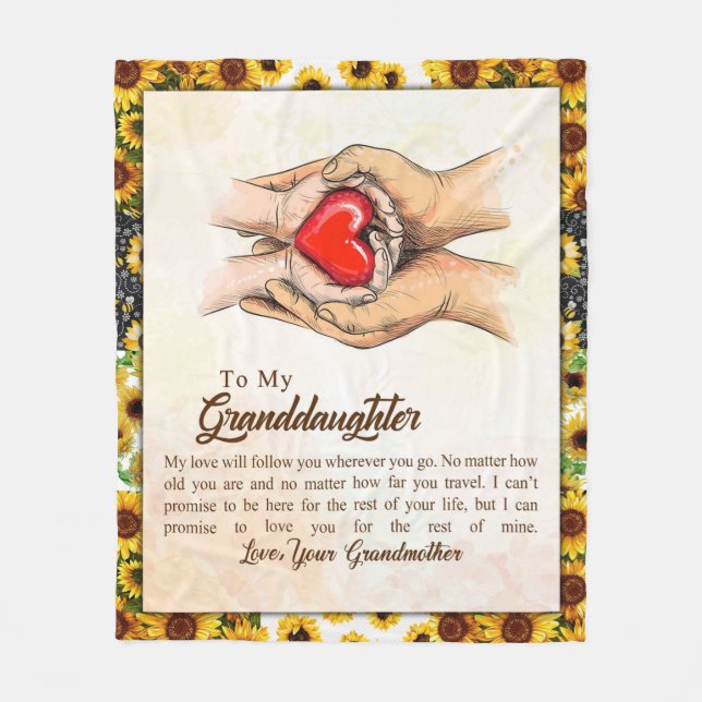 Personalized Letter To My Granddaughter Fleece Blanket (Front)