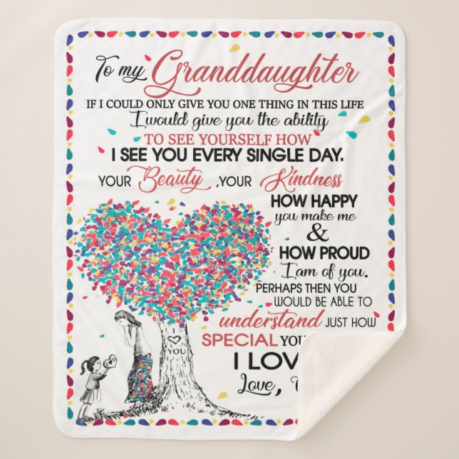 Personalized Letter To My Granddaughter From Gran Sherpa Blanket (Front)