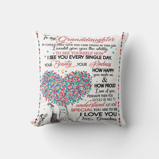 Personalized Letter To My Granddaughter From Gran Throw Pillow (Front)