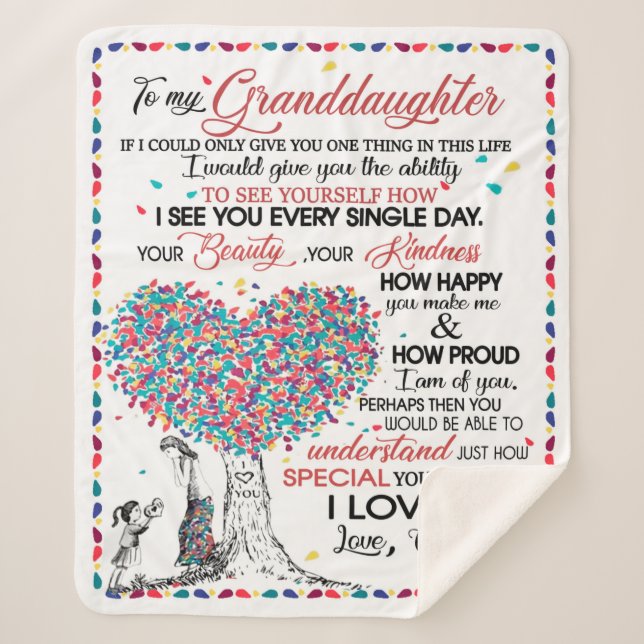 Personalized Letter To My Granddaughter Sherpa Blanket (Front)