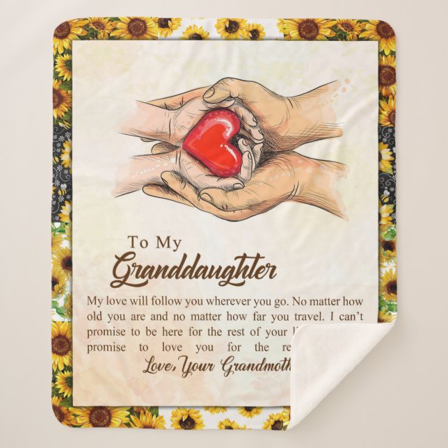 Personalized Letter To My Granddaughter Sherpa Blanket (Front)