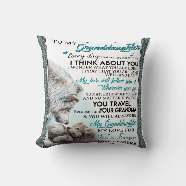 Personalized Letter To My Granddaughter Throw Pillow (Front)