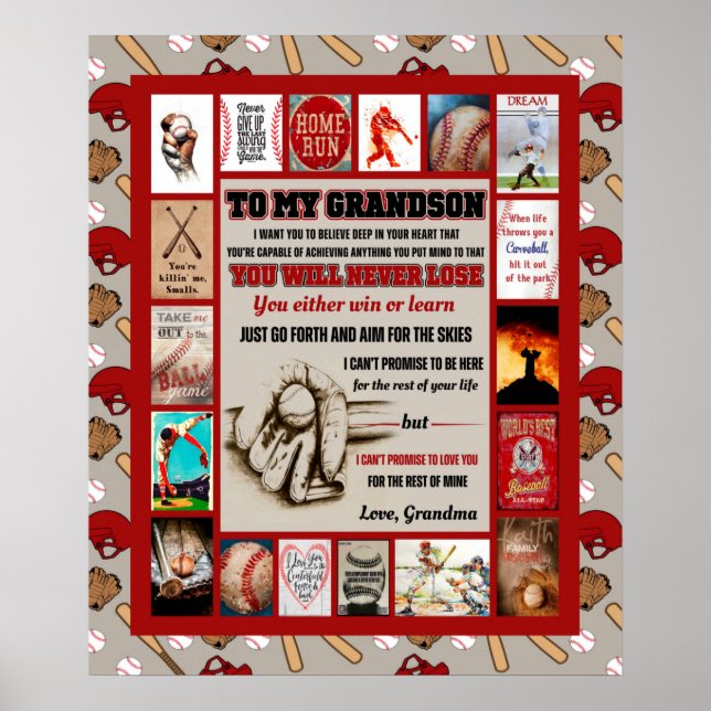 Personalized Letter To My GrandSon Birthday Gift Poster (Front)