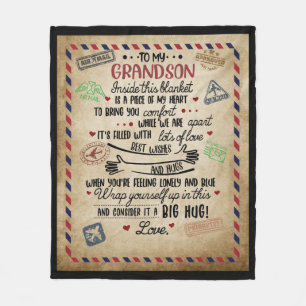 Personalized Letter To My GrandSon Fleece Blanket