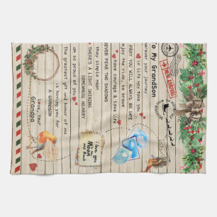 Personalized Letter To My Grandson From Grandpa Kitchen Towel