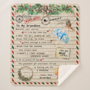 Personalized Letter To My Grandson From Grandpa Sherpa Blanket