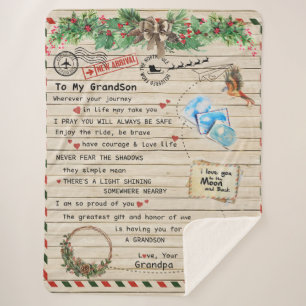 Personalized Letter To My Grandson From Grandpa, Sherpa Blanket