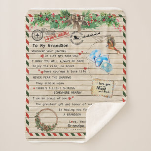 Personalized Letter To My Grandson From Grandpa, Sherpa Blanket