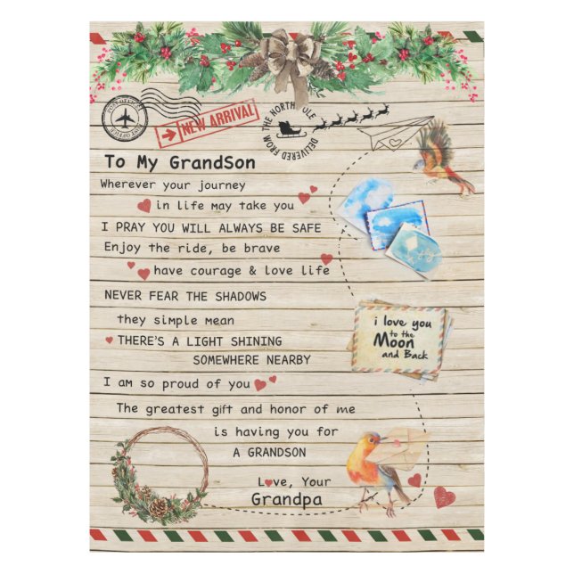 Personalized Letter To My Grandson From Grandpa Tablecloth (Front)