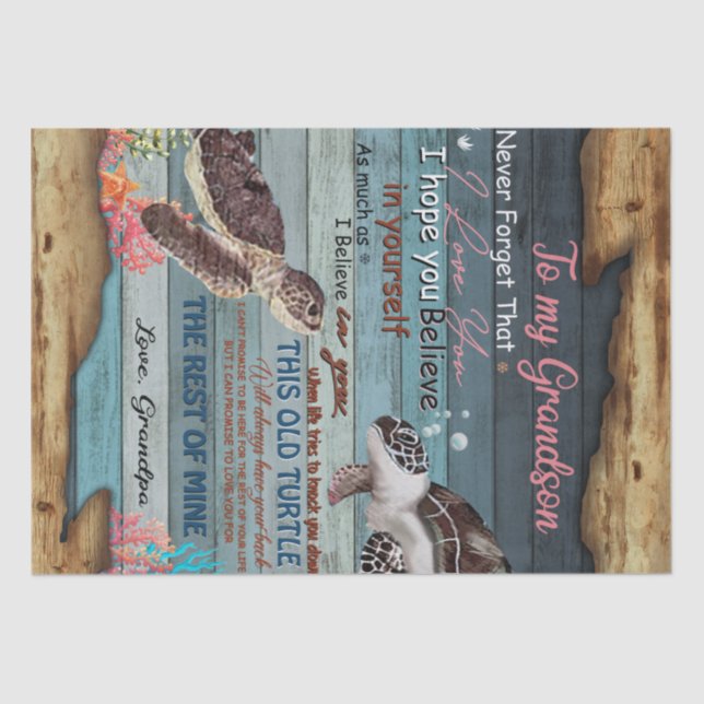 Personalized Letter To My Grandson From Grandpa Tissue Paper (Front)