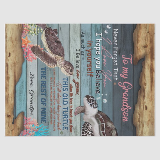 Personalized Letter To My Grandson From Grandpa Tissue Paper (Front)