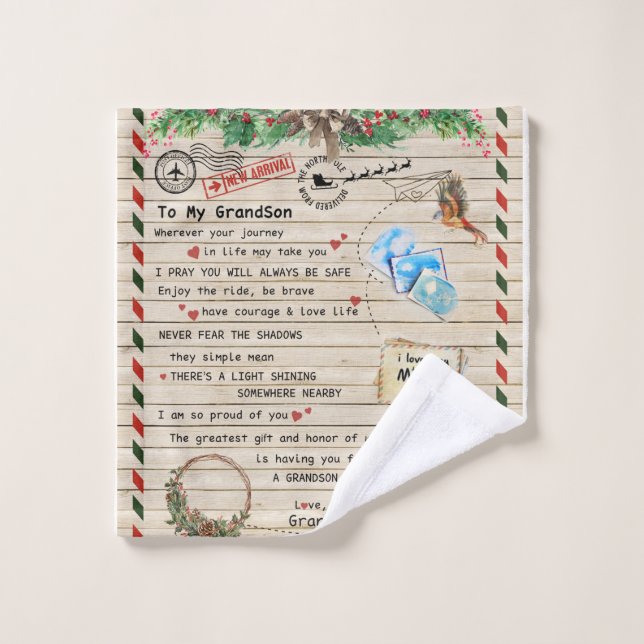 Personalized Letter To My Grandson From Grandpa Wash Cloth (Wash Cloth)